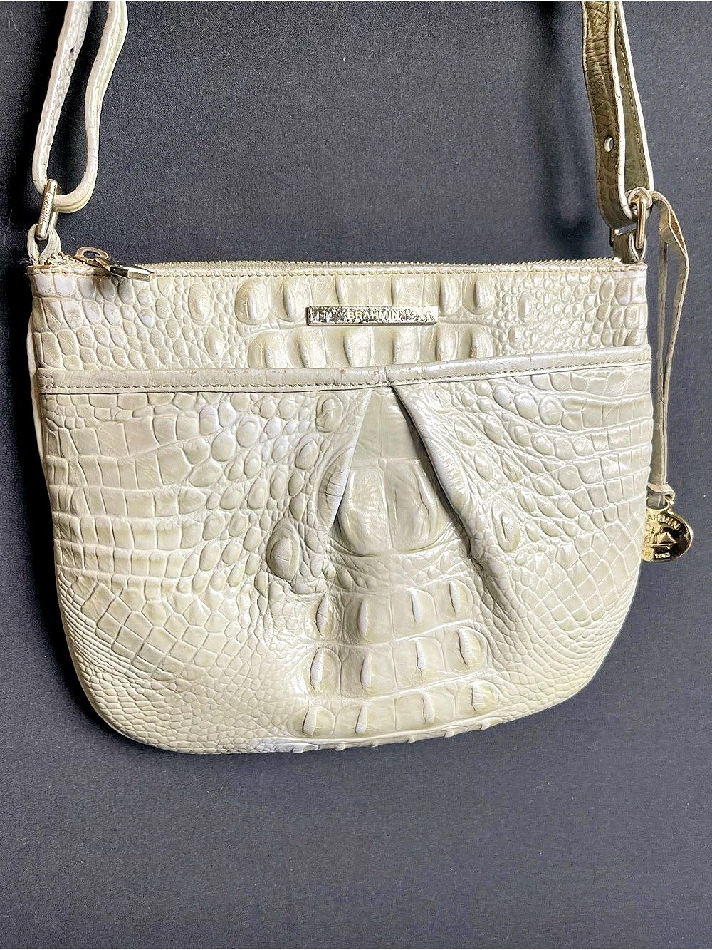 Brahmin Katie Crossbody Crocodile-Embossed White